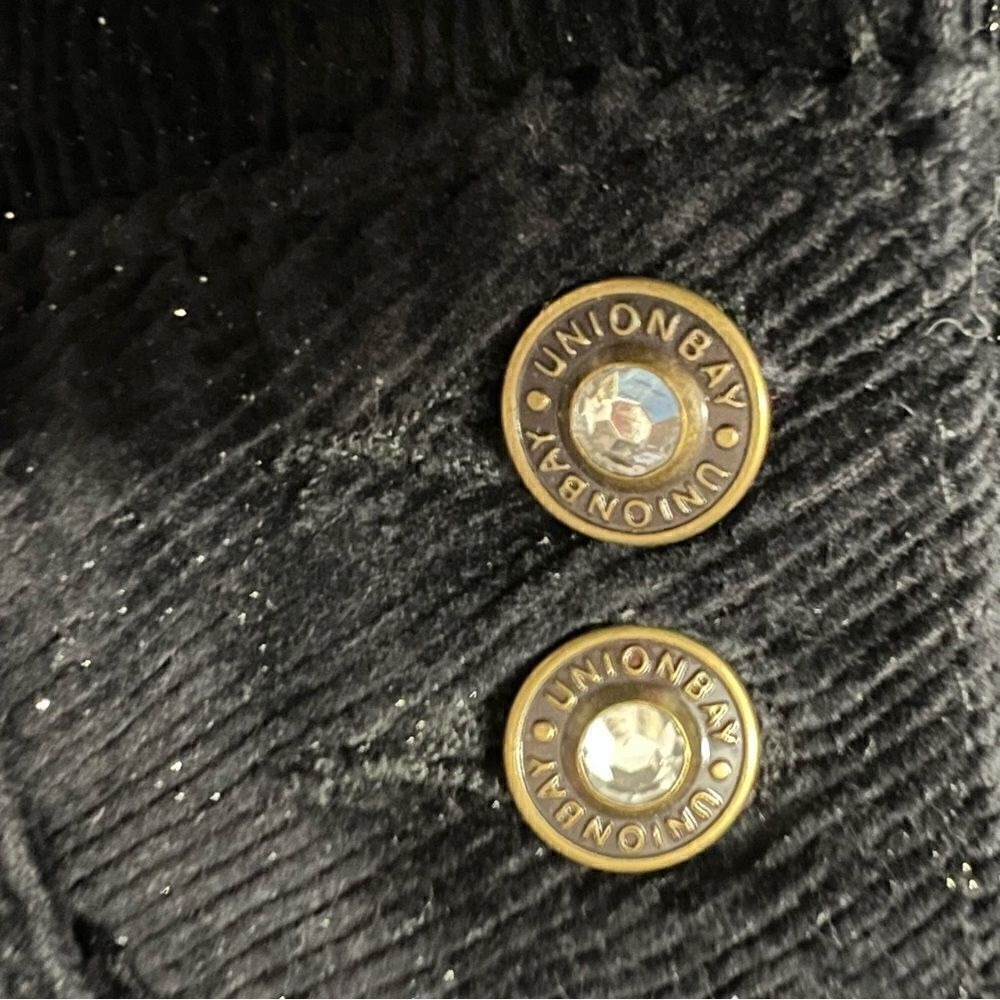 EUC vintage y2k Union Bay black corduroy pants silver glitter throughout sz 3 - Picture 4 of 15